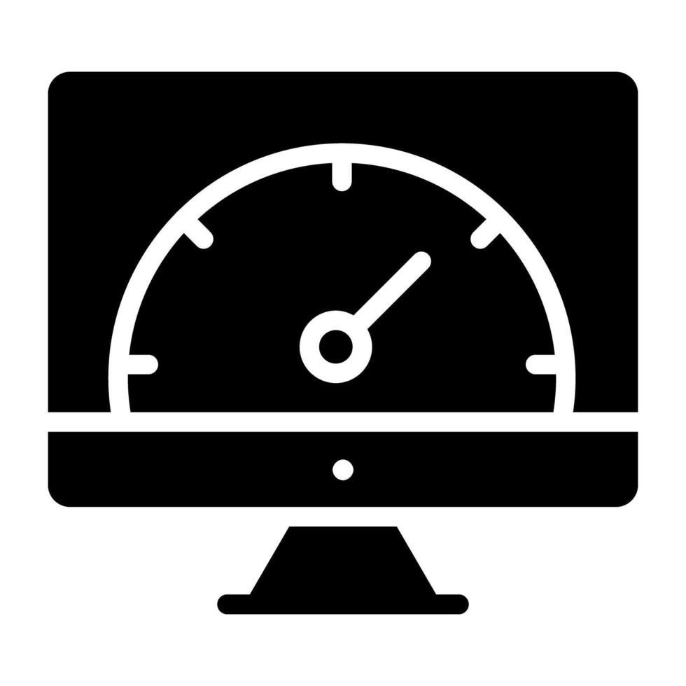 Speedometer inside monitor, concept of internet speed test vector