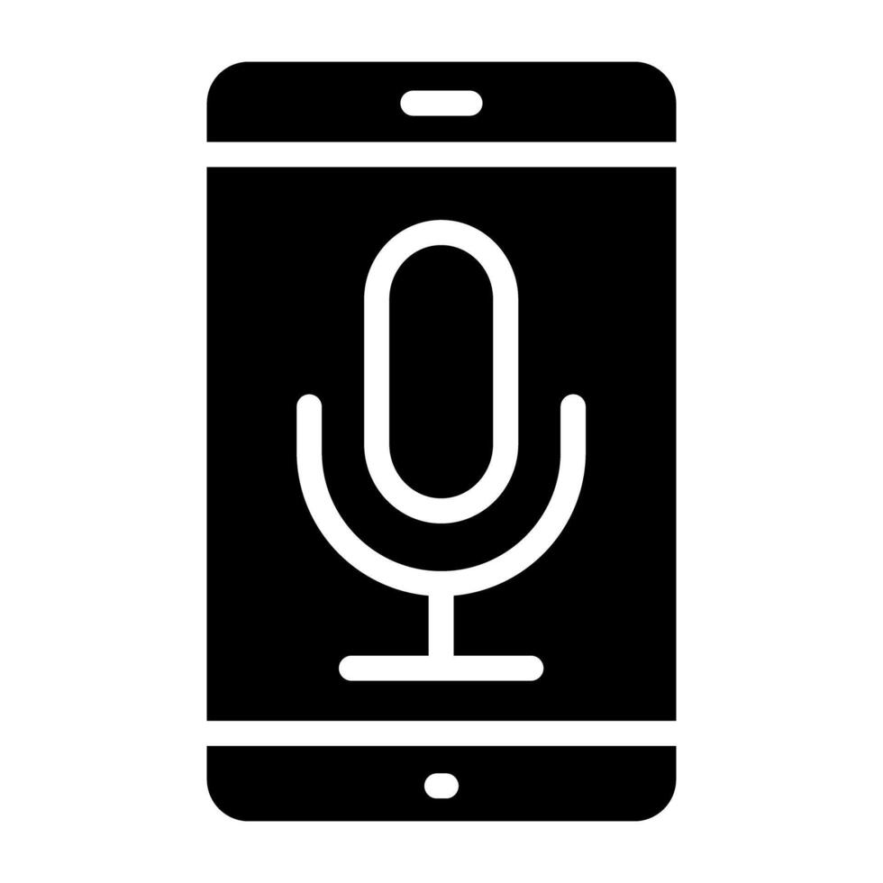 mic dentro teléfono inteligente, icono de móvil mic vector