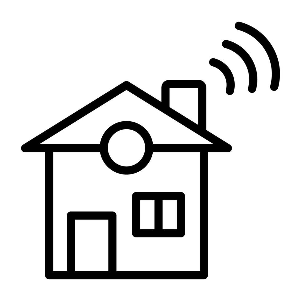 House with wifi signals, smart home icon vector