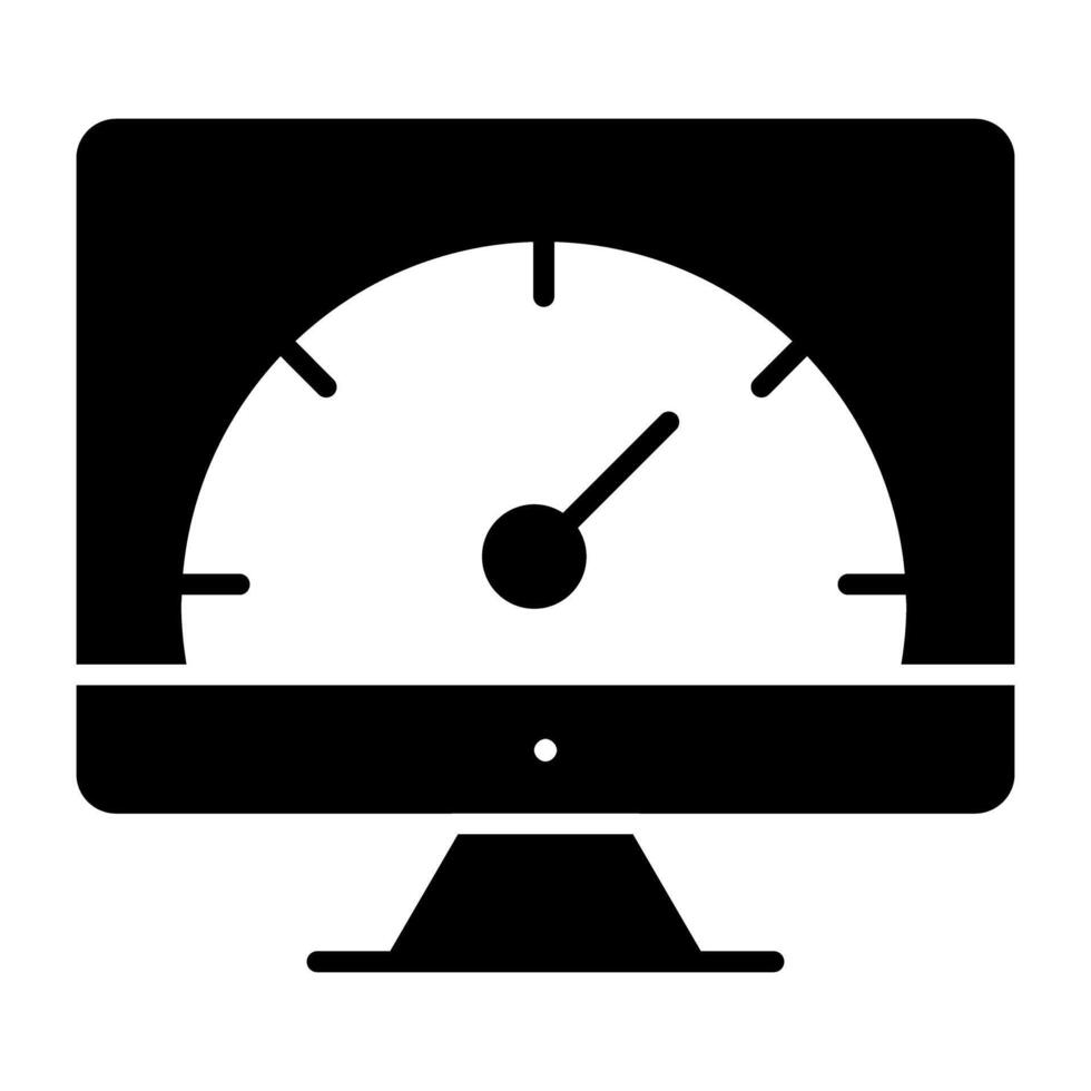 Speedometer inside monitor, concept of system speed icon vector