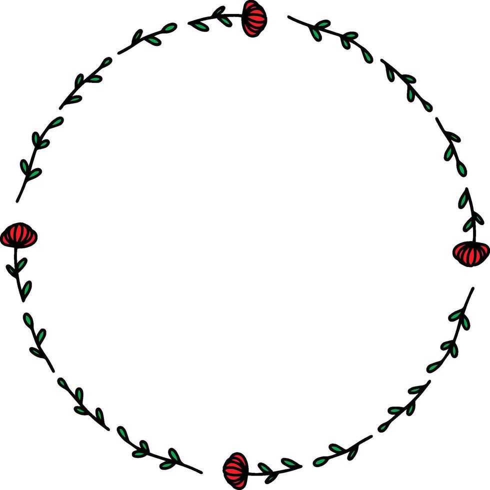 Wreath flower , Round flower frame vector. vector