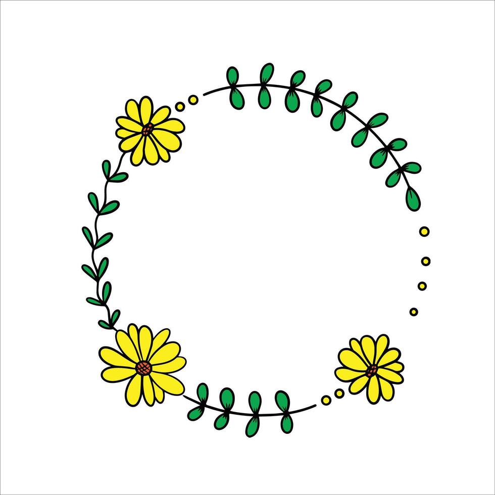 Round flower frame vector