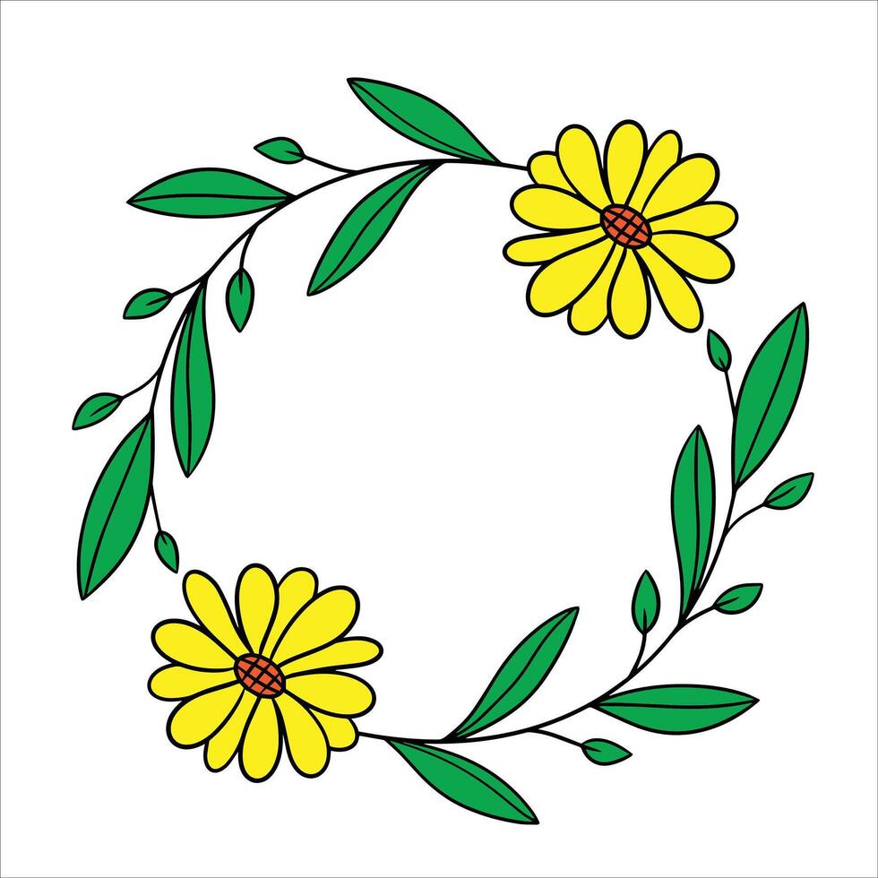 Round flower frame vector