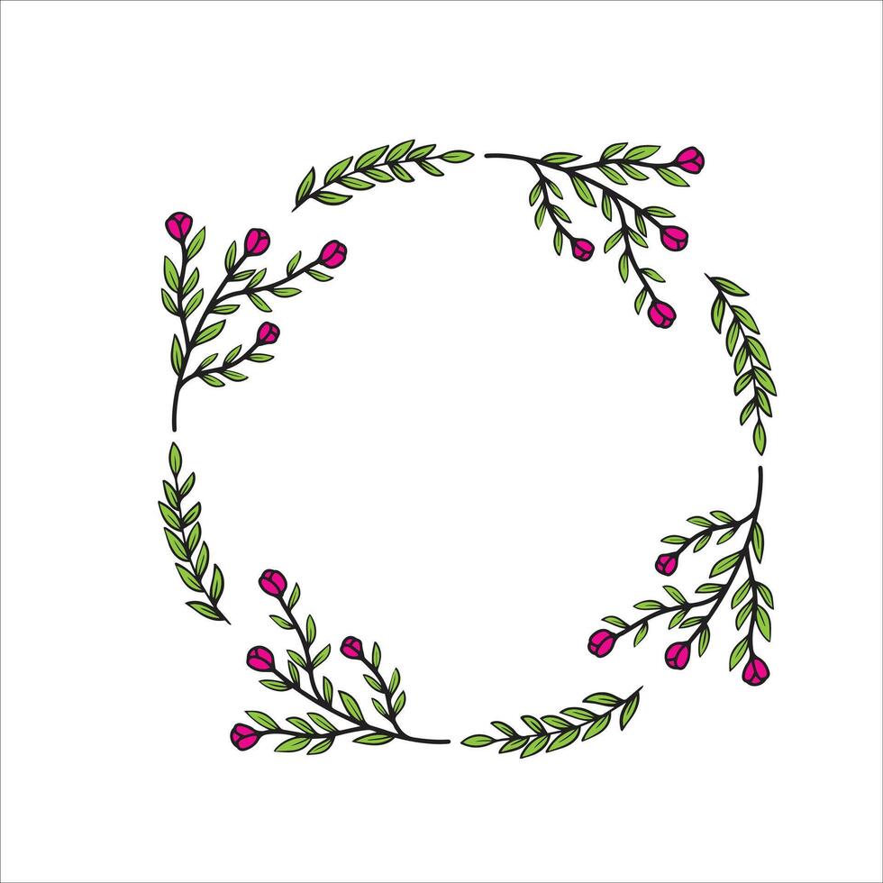 Rose wreath, Round flower frame vector