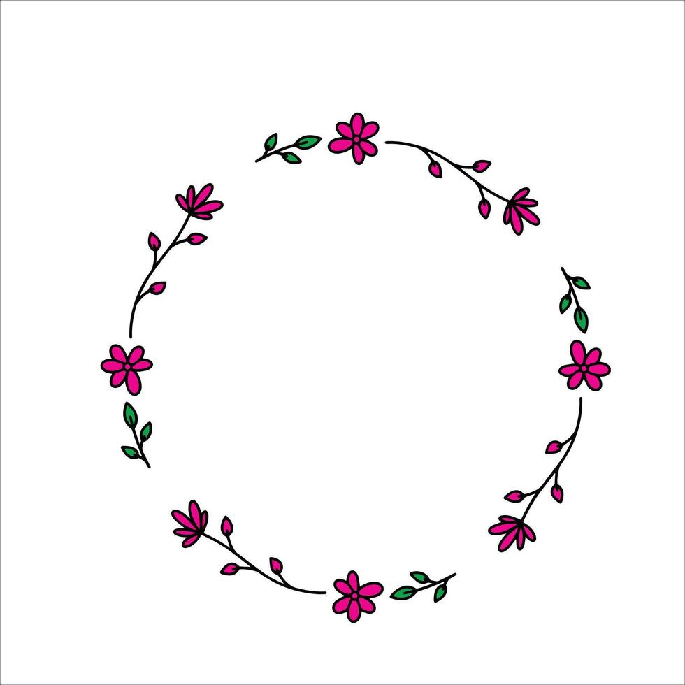 marco de flores redondo vector