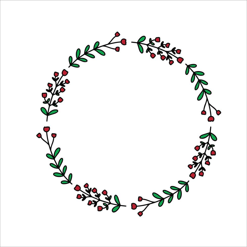 Rose wreath, Round flower frame vector
