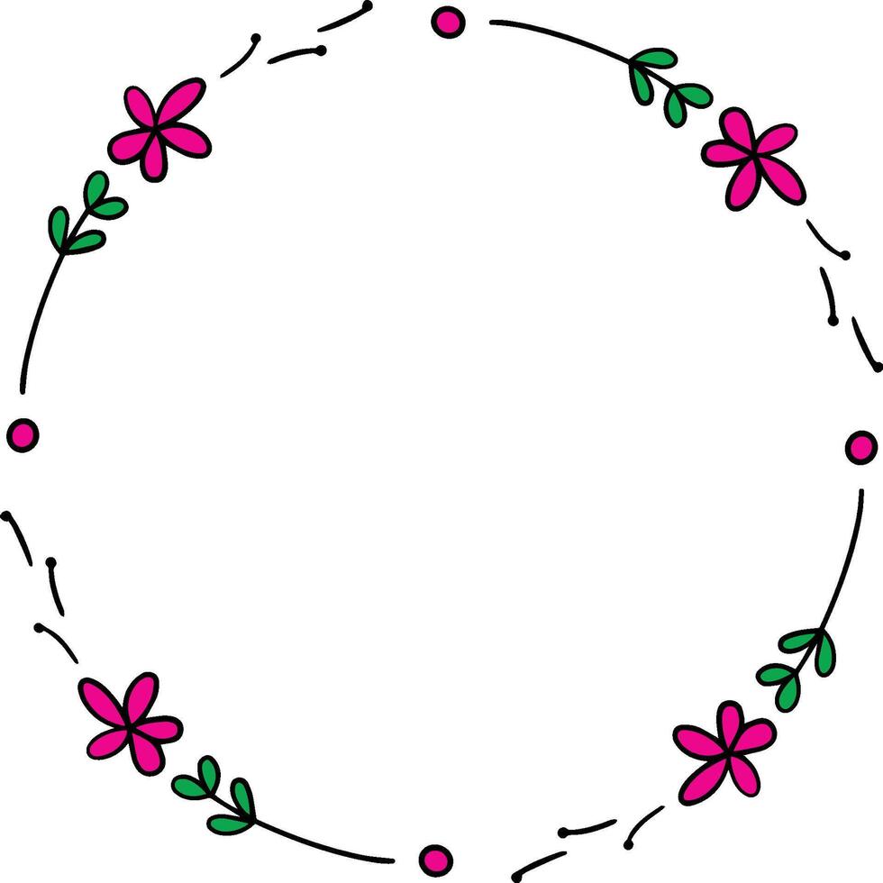 Wreath flower , Round flower frame vector. vector