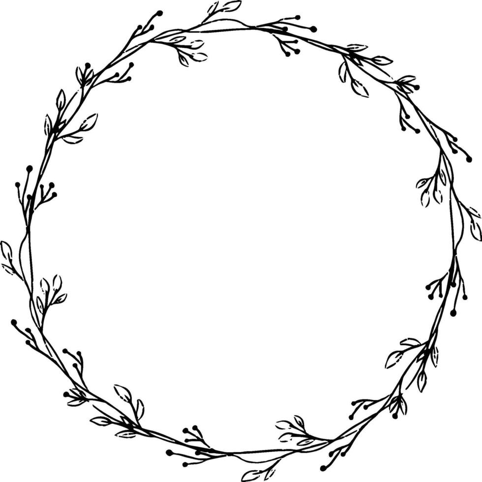 Wreath flower , Round flower frame vector. vector