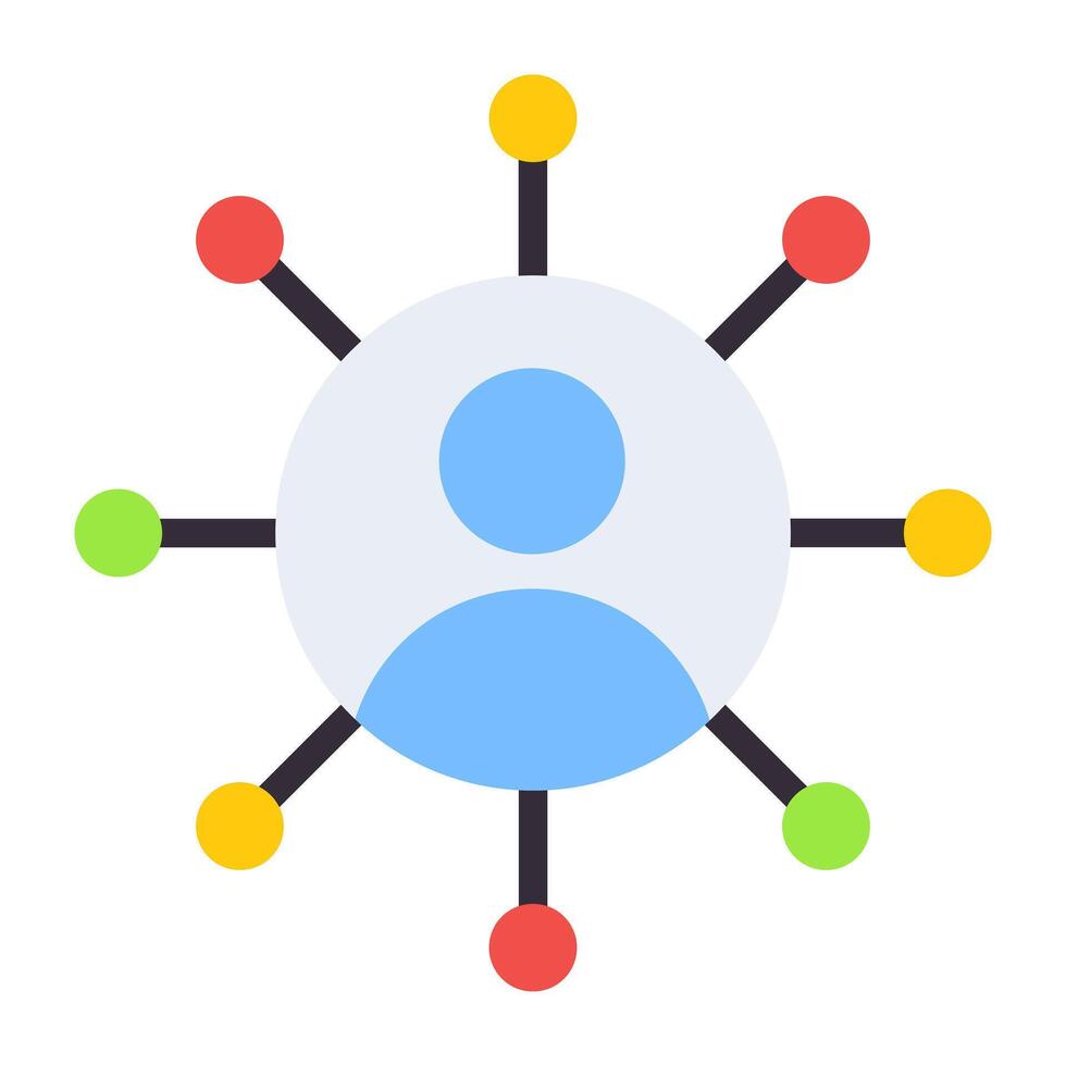 A flat design, icon of user network vector