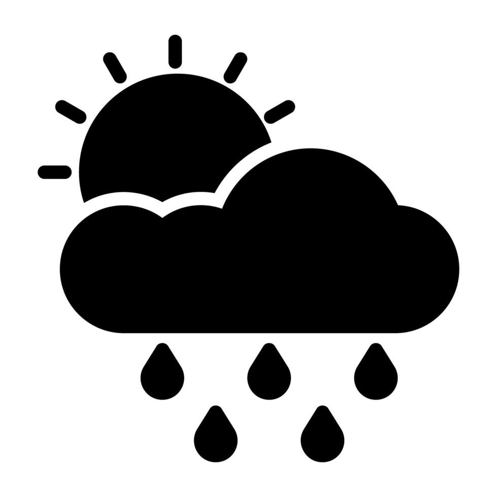 Editable solid design vector of sunny rainy day
