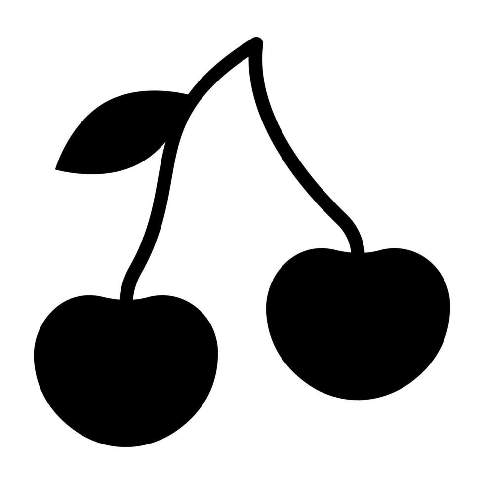 Editable solid design of cherries icon vector