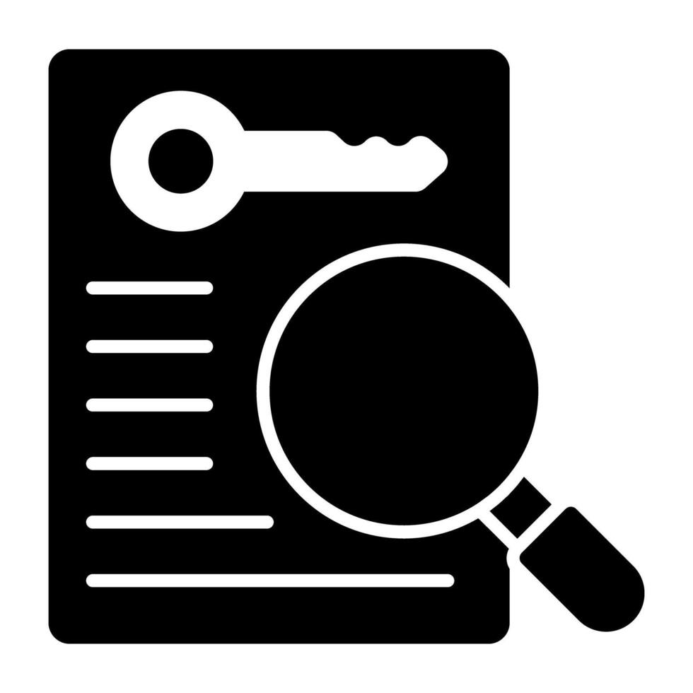 A glyph design, icon of search keyword vector