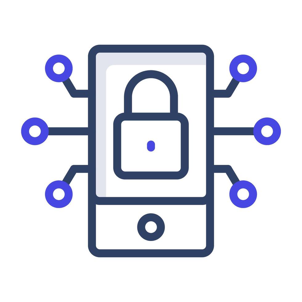 An outline design, icon of mobile security vector