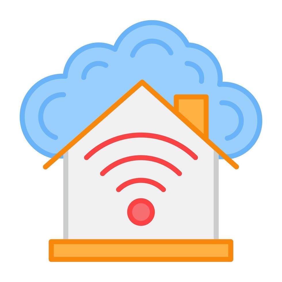 A flat design, icon of cloud home network vector