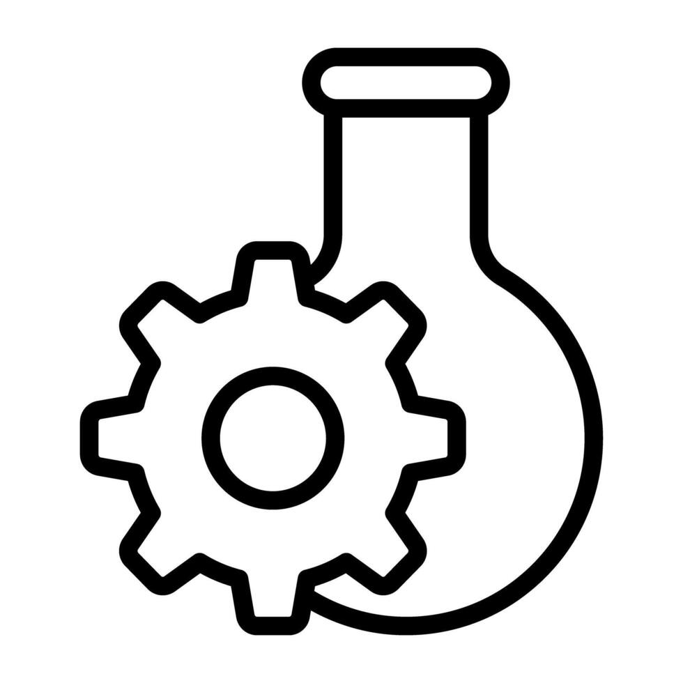 Gear with flask, lab management icon in modern style vector
