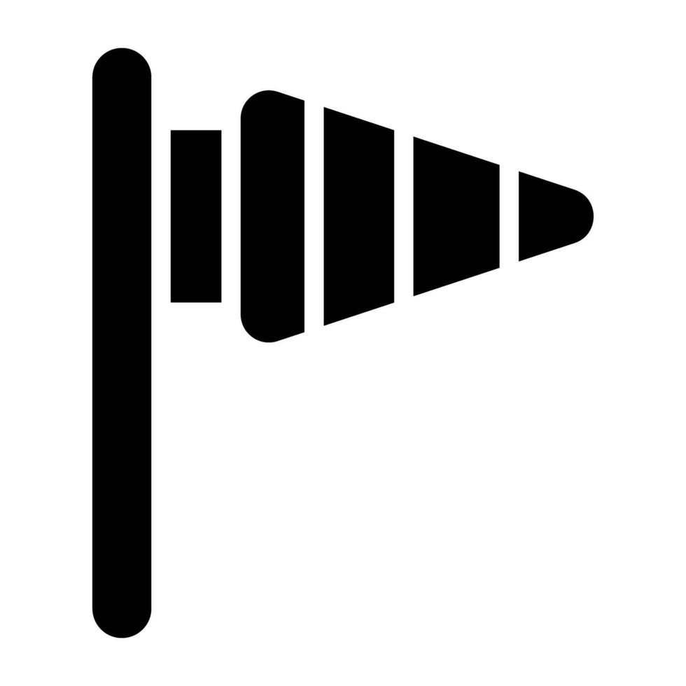 un cono montado en un mástil exhibiendo manga de viento lleno icono vector