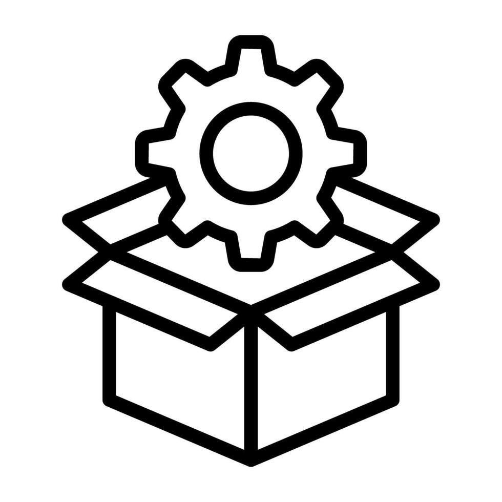 Gear with box, icon of seo package vector