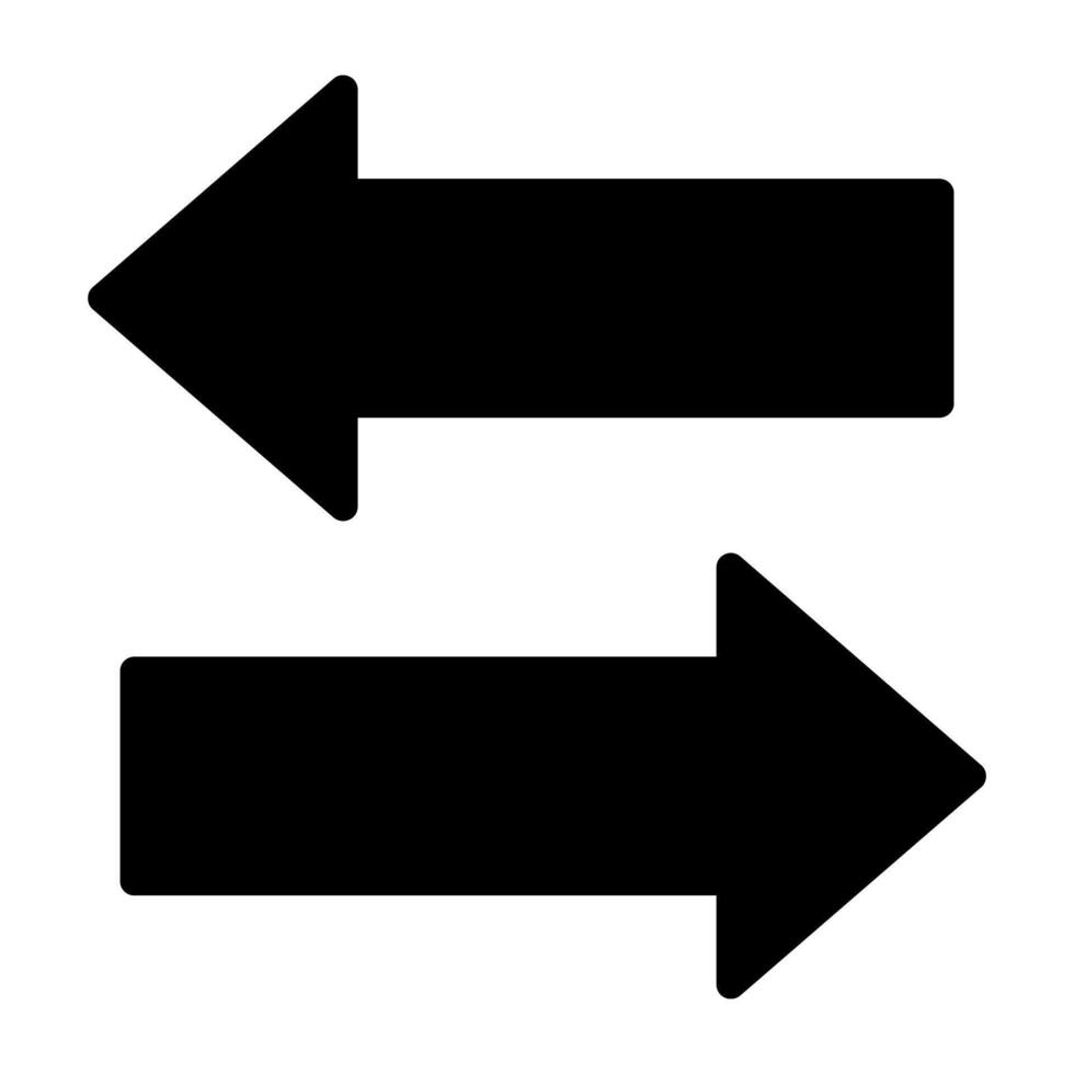An icon design of opposite direction arrows, data transfer vector
