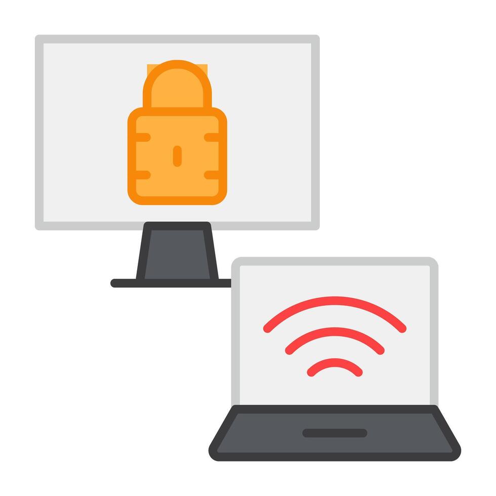 Wifi signals inside laptop, icon of connected laptop vector