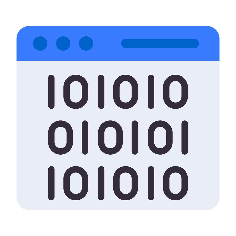 A flat design, icon of binary data vector