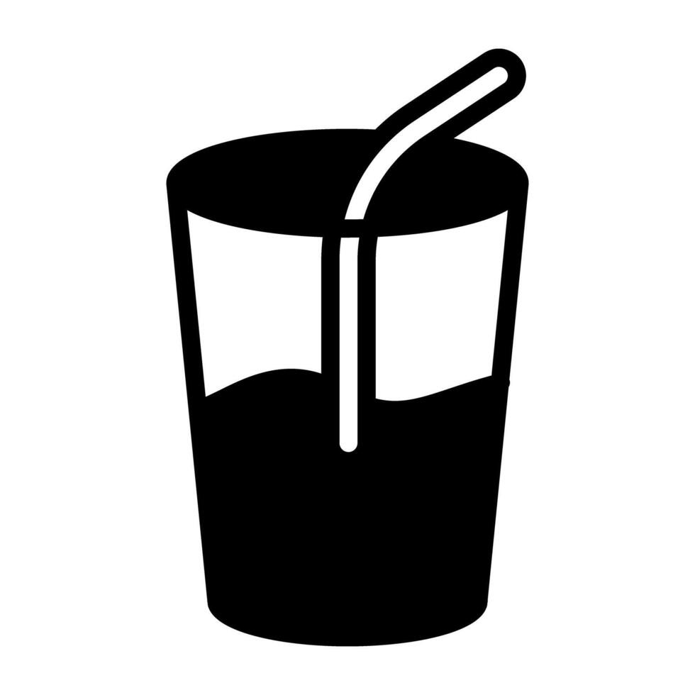 sólido diseño, jugo bebida vaso icono vector