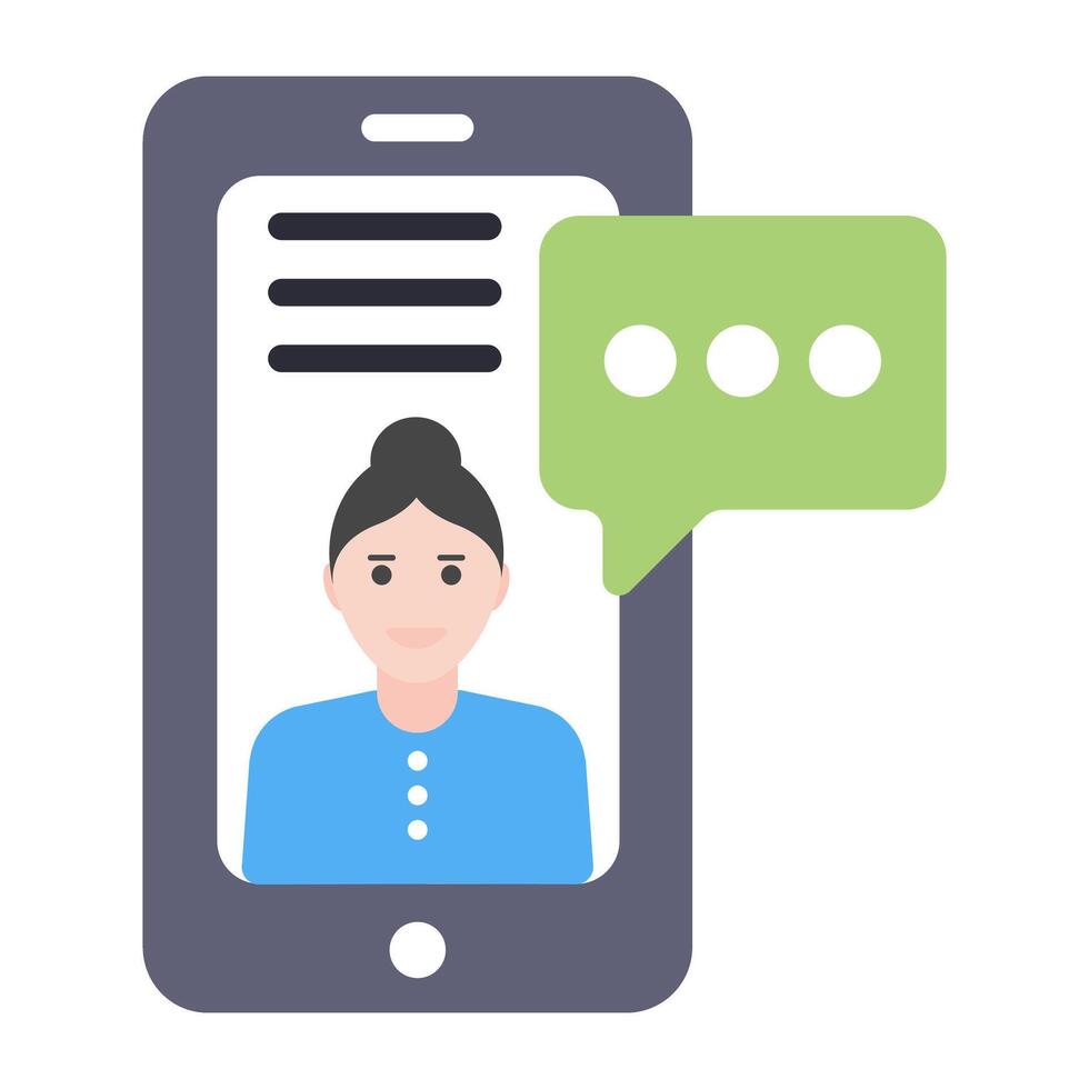 Mobile video chat icon in flat design, video call vector