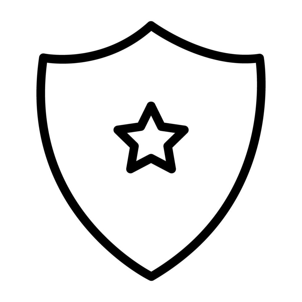 Star inside shield, police badge icon vector