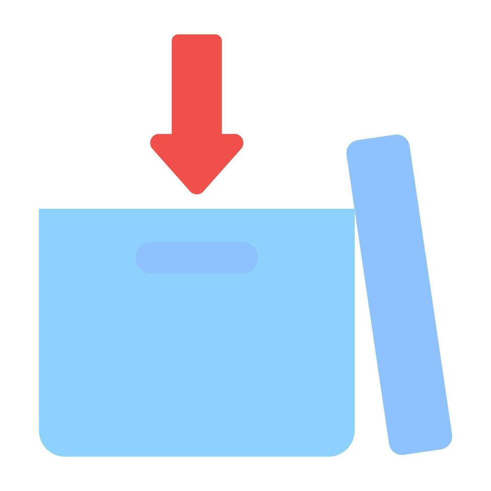 Arrow inside carton, add to box icon vector