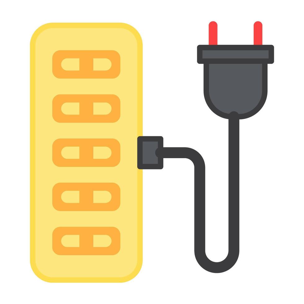 A flat design, icon of extension cord vector