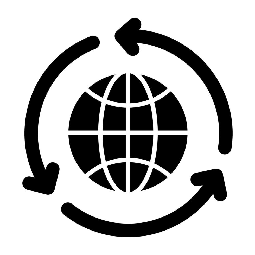 A glyph design, icon of global recycling vector