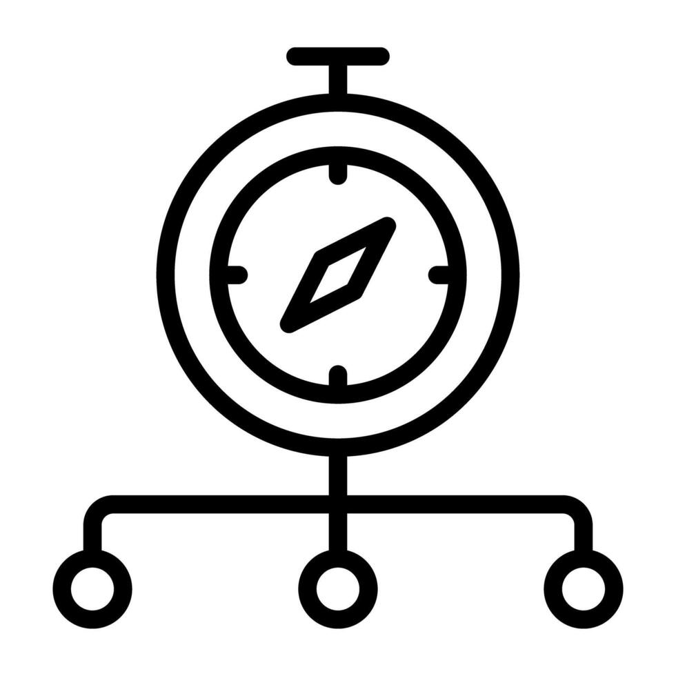 Stopwatch with nodes showing time network icon vector