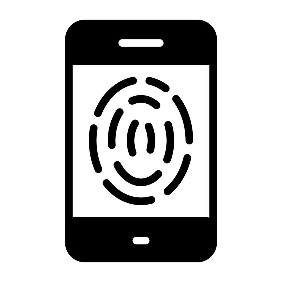 Thumbprint inside smartphone, mobile fingerprint icon vector