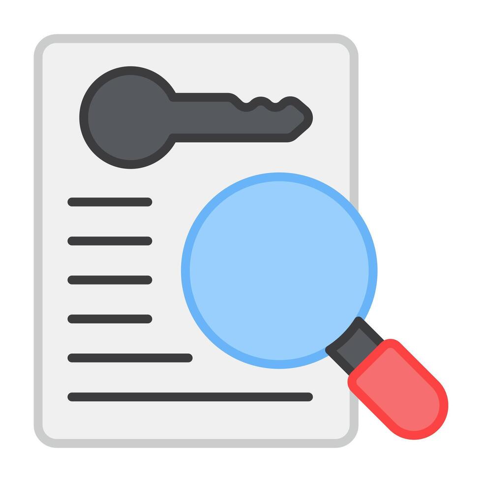 A flat design, icon of search keyword vector