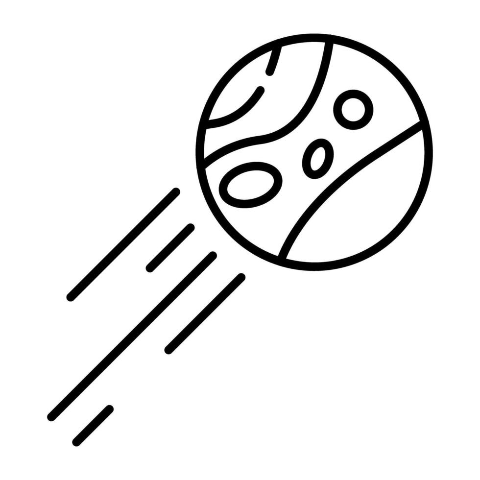 A glyph design, icon of falling planet vector