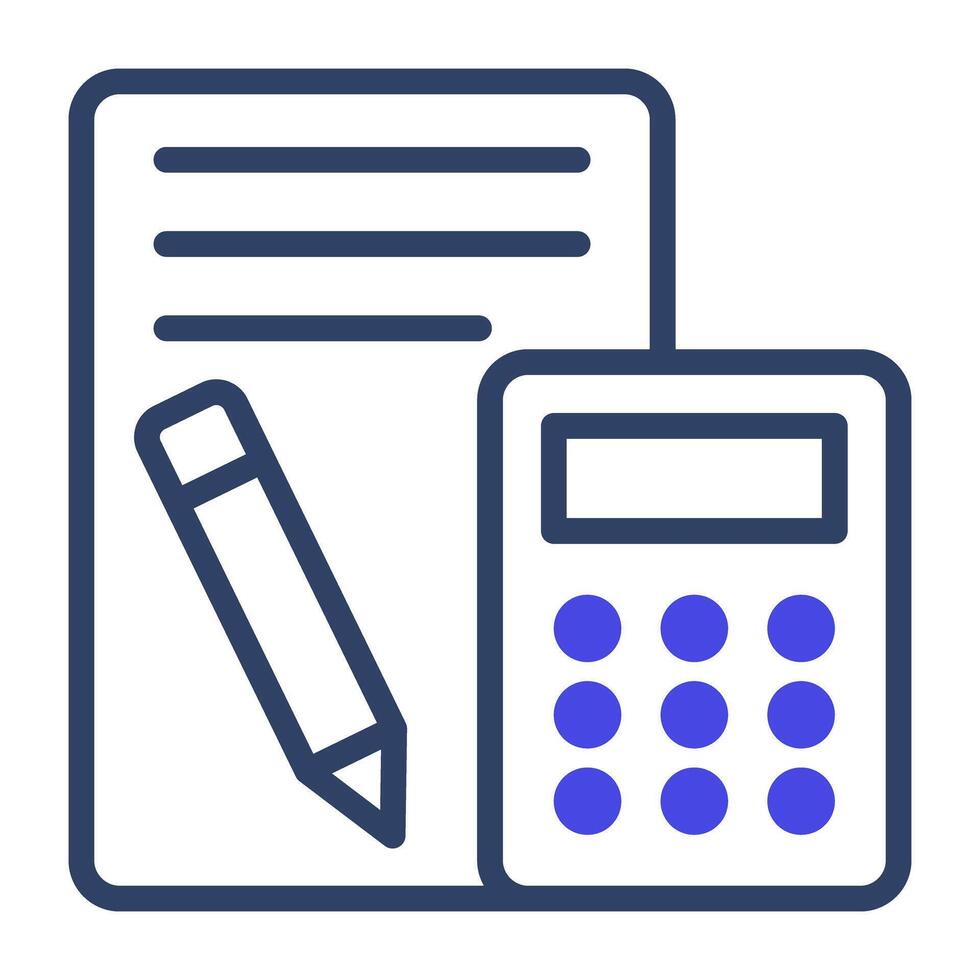 Pencil with notebook and calculator, flat design of budget accounting vector
