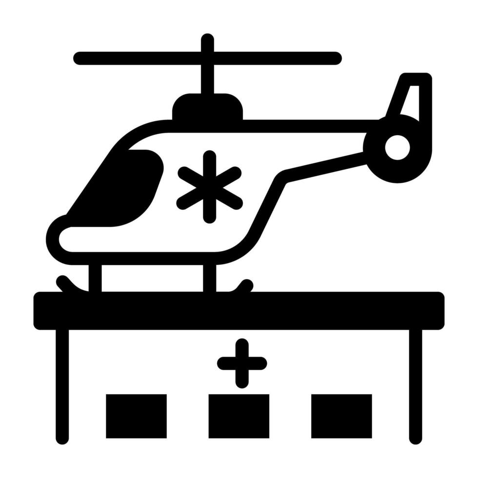 Medical transport helicopter icon glyph design vector