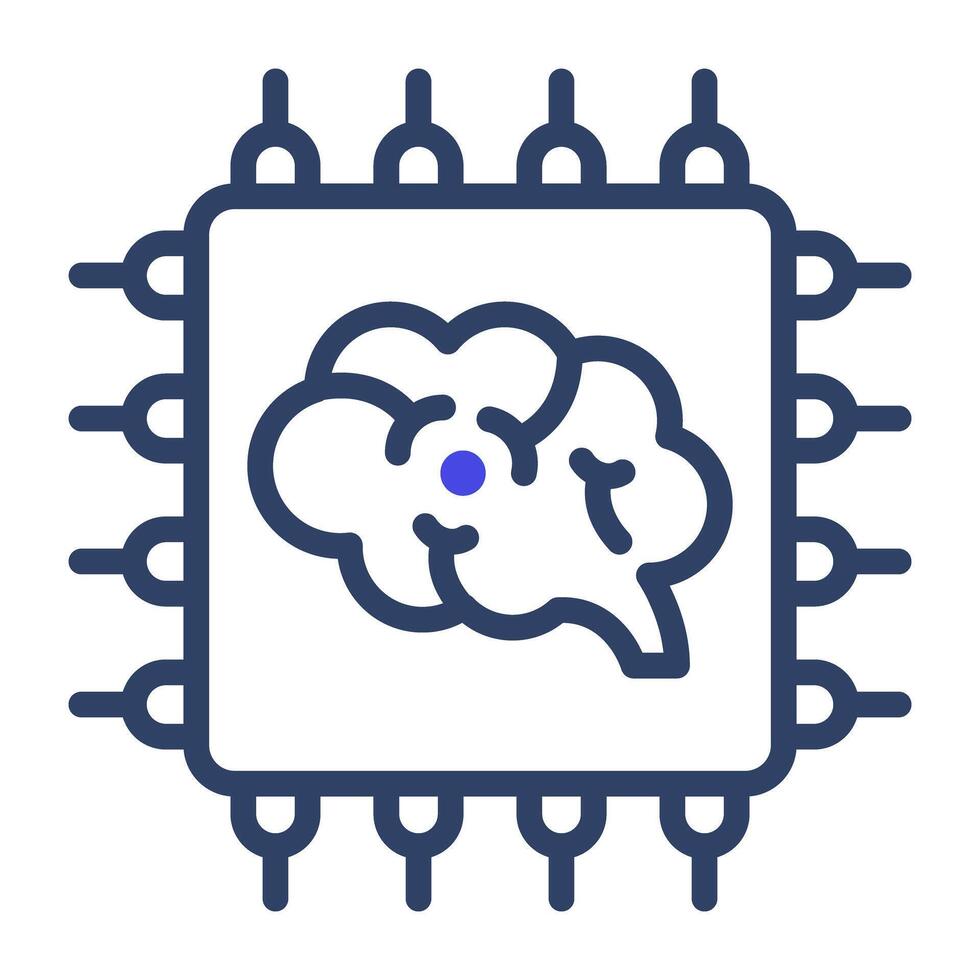 Flat design icon of brain processor vector