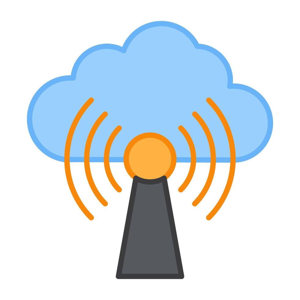 Internet señales con nube, plano diseño de nube punto de acceso vector