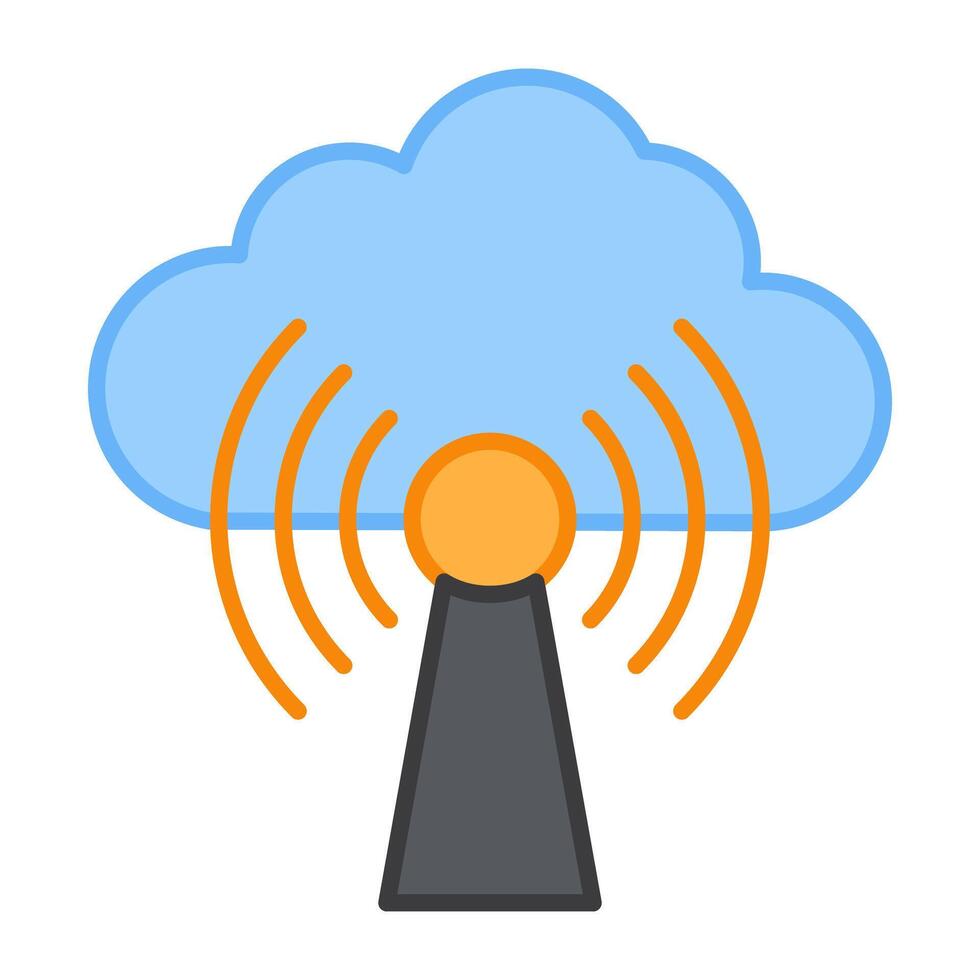 Internet signals with cloud, flat design of cloud hotspot vector