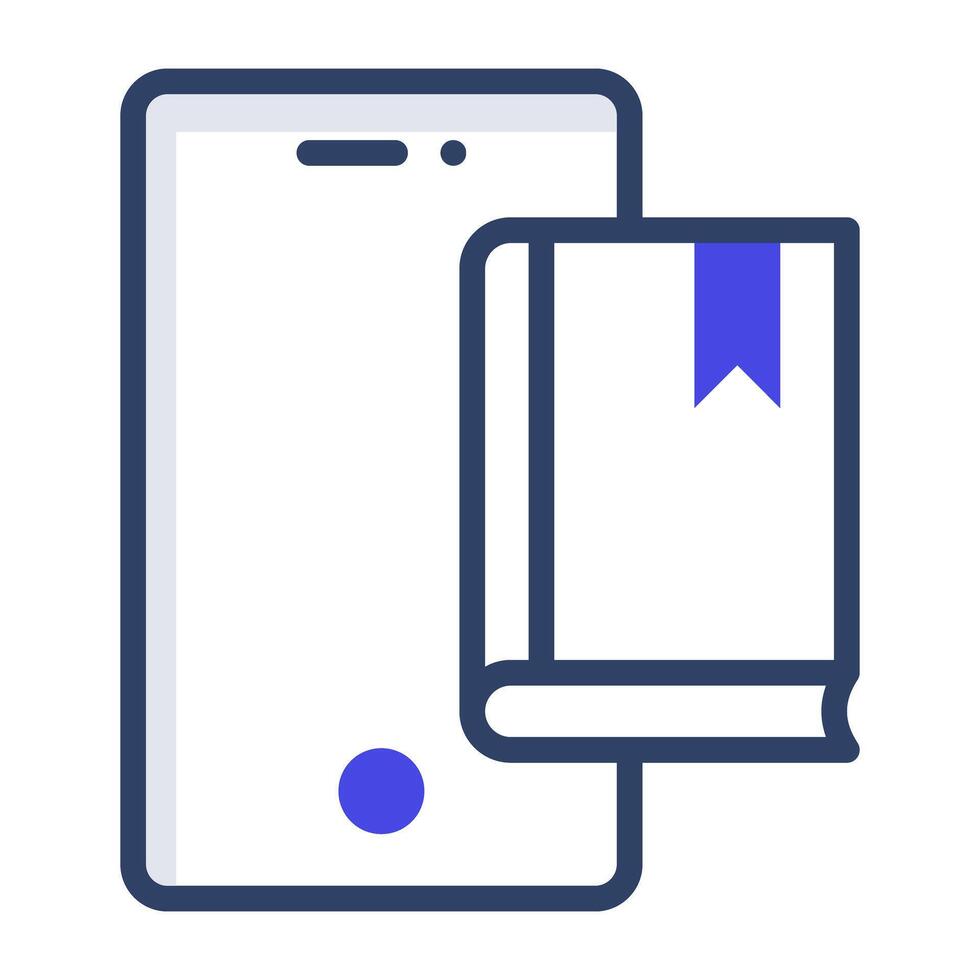 Booklet with smartphone, icon of mobile book vector