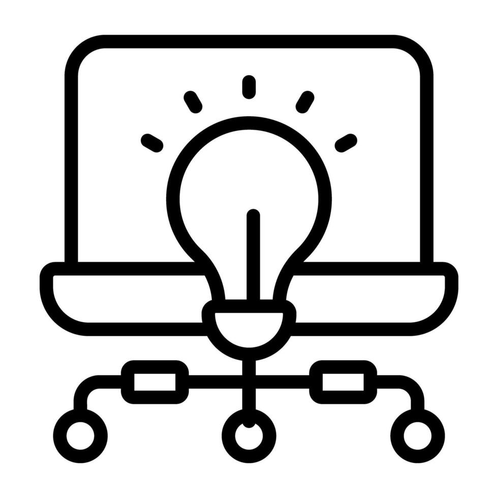 Light bulb with nodes, idea network icon vector