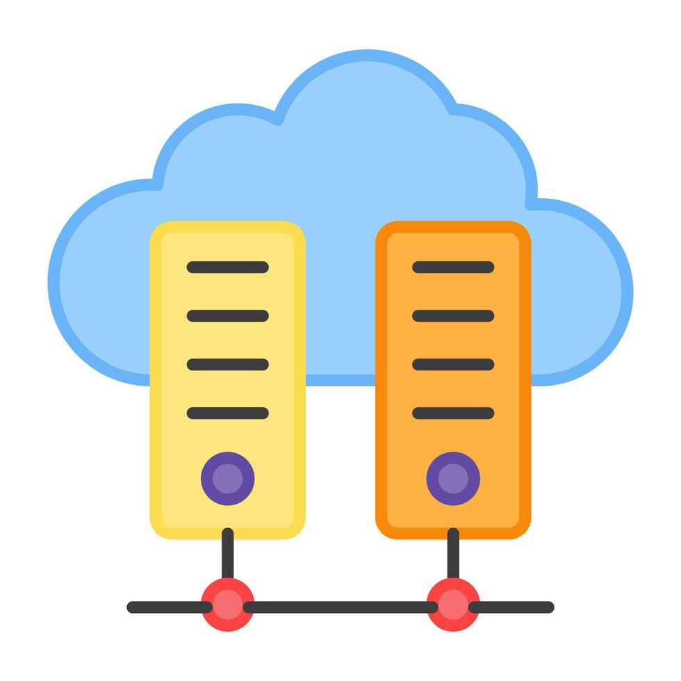 datos bastidores con nube, icono de nube servidores vector