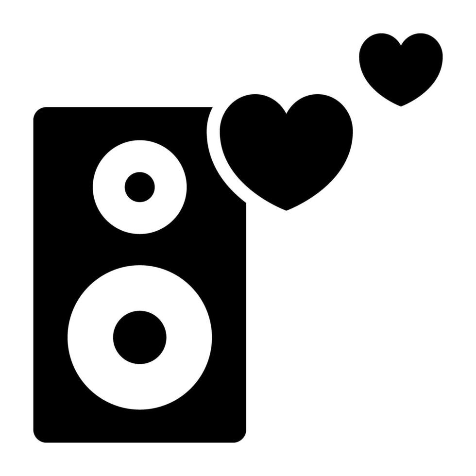 sonido altavoz con corazones, amor música icono vector