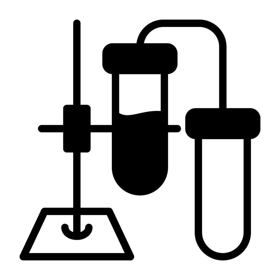 Test tubes connected with stand, solid design of lab experiment vector