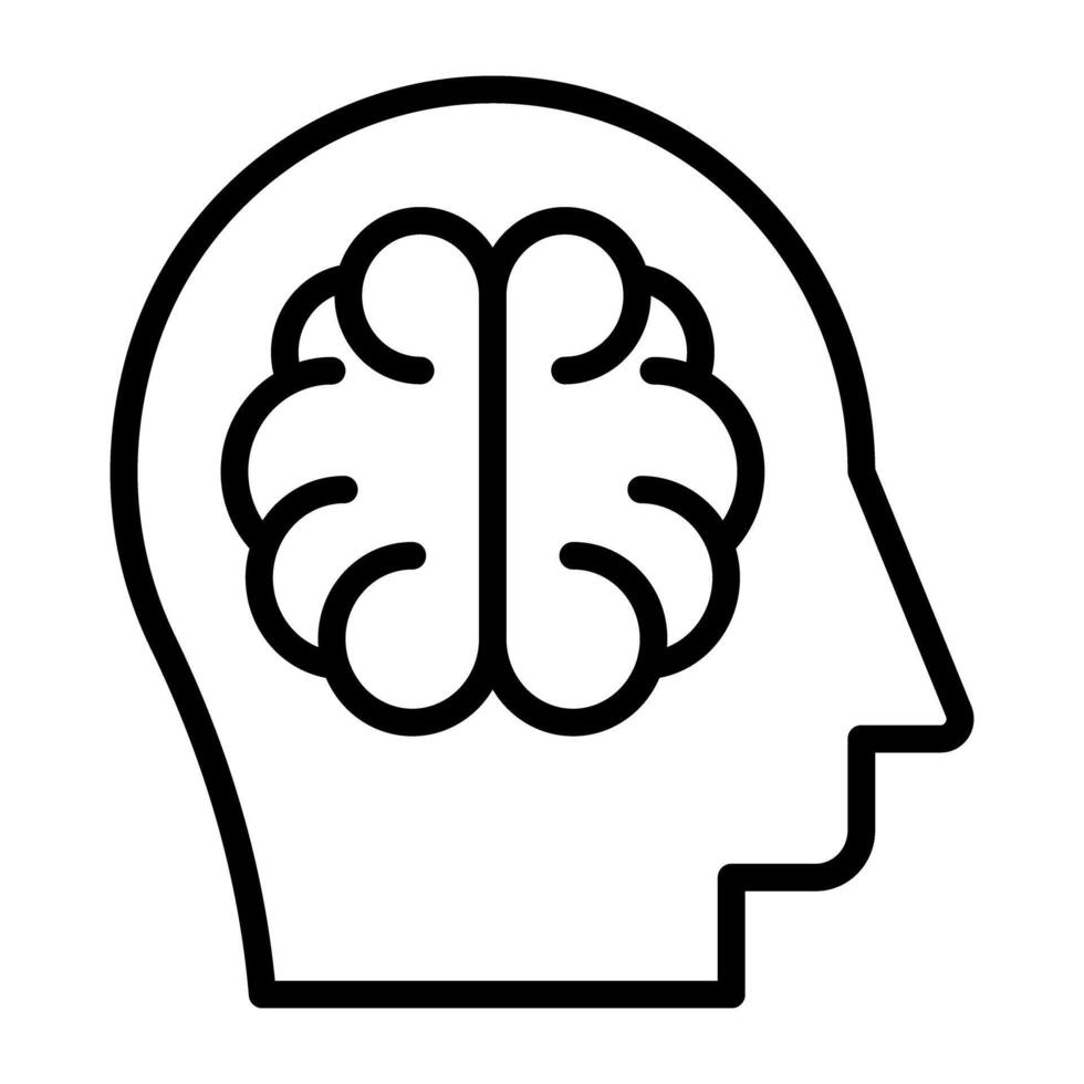 An outline design, icon of brain vector