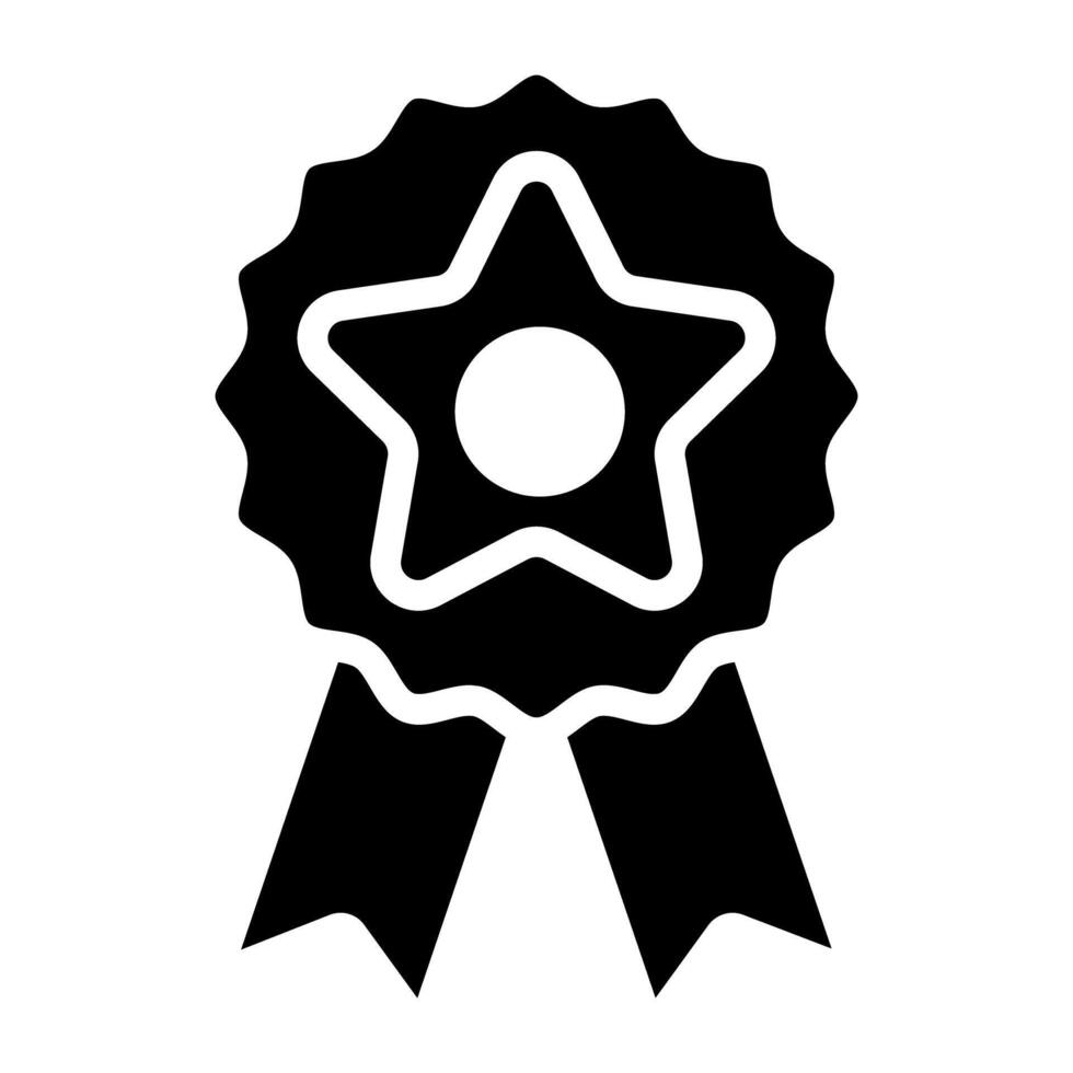 Editable solid design icon of star badge vector