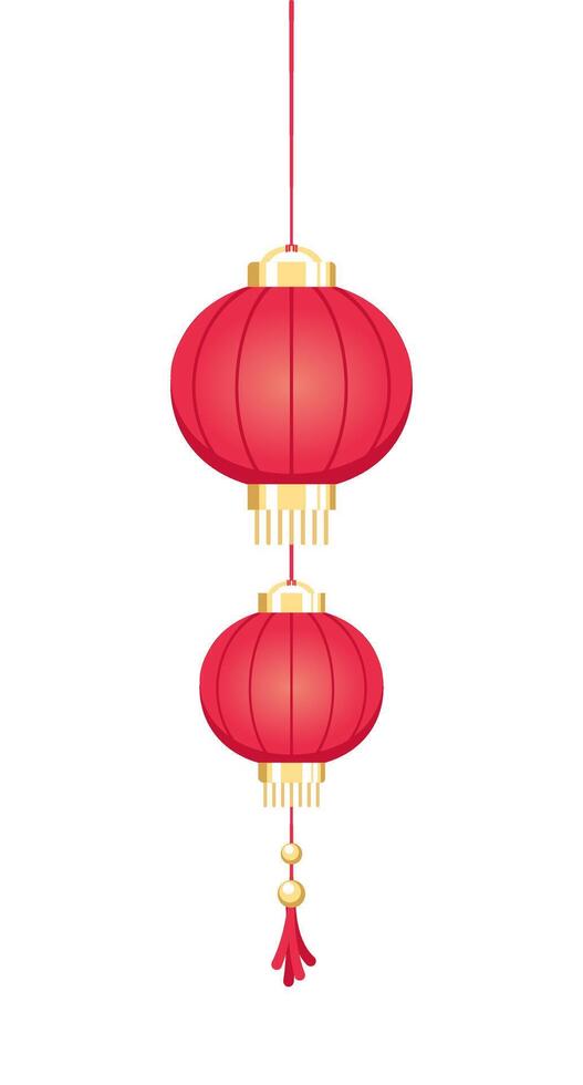 Red Hanging Chinese Lantern, Lunar New Year and Mid-Autumn Festival Decoration Graphic. Decorations for the Chinese New Year. Chinese lantern festival. vector