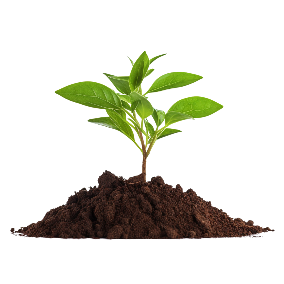 AI generated Young plant and pile of fertile soil clip art png
