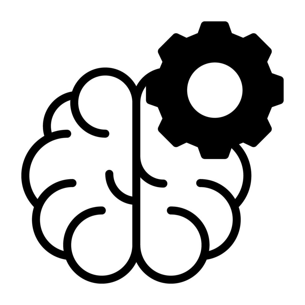 un glifo diseño, icono de cerebro ajuste vector