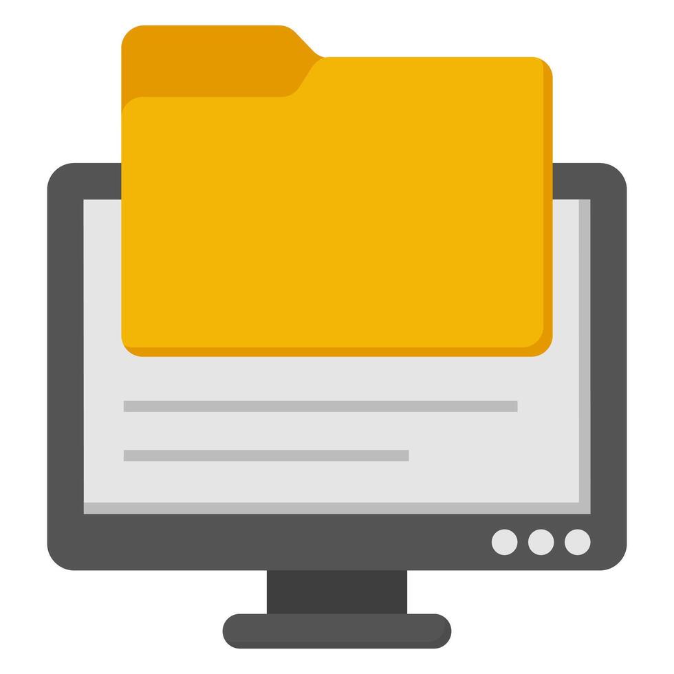 Document case inside monitor, online folder icon vector